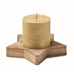 Vanilla scented candle with star-shaped holder, winter events gold colour