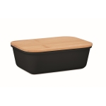 Lunch box with natural look bamboo lid, 1 L black colour