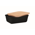 Lunch box with natural look bamboo lid, 1 L black colour second view