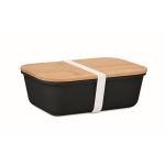 Lunch box with natural look bamboo lid, 1 L black colour third view