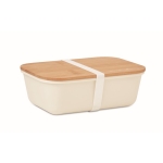 Lunch box with natural look bamboo lid, 1 L beige colour third view