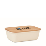 Lunch box with natural look bamboo lid, 1 L view with print area