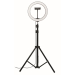 Set with LED light ring, tripod and holder for promotions black colour