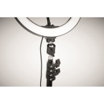 Set with LED light ring, tripod and holder for promotions black colour photographic view