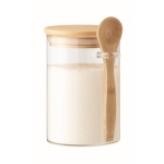 Mason jar with bamboo lid and sugar spoon transparent colour second view