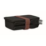 Practical lunch box made of PP with cutlery, 700 ml black colour