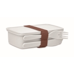 Practical lunch box made of PP with cutlery, 700 ml white colour