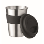 Coffee travel cup, stainless steel, silicone band, 350 ml black colour second view