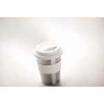 Coffee travel cup, stainless steel, silicone band, 350 ml white colour fifth photographic view