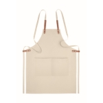 Eco kitchen apron with neck strap and pockets, 340 g/m2 beige colour second view