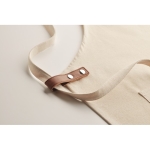 Eco kitchen apron with neck strap and pockets, 340 g/m2 beige colour third photographic view