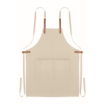 Eco kitchen apron with neck strap and pockets, 340 g/m2 beige colour fourth view