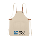 Eco kitchen apron with neck strap and pockets, 340 g/m2 view with print area