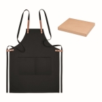 Eco kitchen apron with neck strap, pockets and box, 340 g/m2 black colour