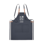 Eco kitchen apron with neck strap, pockets and box, 340 g/m2 view with print area