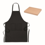 Kitchen apron with 2 front pockets, organic cotton, 200 g/m2 black colour