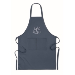 Kitchen apron with 2 front pockets, organic cotton, 200 g/m2 blue colour second main view