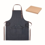 Denim kitchen apron with adjustable neck strap, 240 g/m2 blue colour