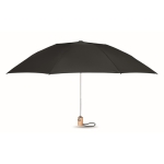 Foldable automatic pocket umbrella, RPET, bamboo handle, Ø 107 black colour