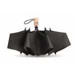 Foldable automatic pocket umbrella, RPET, bamboo handle, Ø 107 black colour fourth view