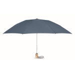 Foldable automatic pocket umbrella, RPET, bamboo handle, Ø 107 blue colour