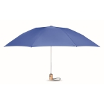 Foldable automatic pocket umbrella, RPET, bamboo handle, Ø 107 royal blue colour