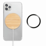 Magnetic wireless phone charger made from natural bamboo wood wood colour