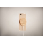 Magnetic wireless phone charger made from natural bamboo wood wood colour fourth photographic view