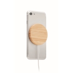 Magnetic wireless phone charger made from natural bamboo wood wood colour fifth view