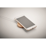 Magnetic wireless phone charger made from natural bamboo wood wood colour fifth photographic view