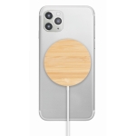 Magnetic wireless phone charger made from natural bamboo wood wood colour seventh view