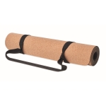 Cork yoga mat with carry handle beige colour