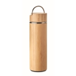 Stainless steel thermos bottle with bamboo finish, 480 ml wood colour