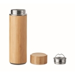 Stainless steel thermos bottle with bamboo finish, 480 ml wood colour fifth view