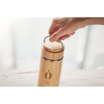 Stainless steel thermos bottle with bamboo finish, 480 ml wood colour main ambient view