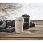 Double-walled thermal mug, stainless steel, 350 ml beige colour main ambient view