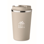 Double-walled thermal mug, stainless steel, 350 ml beige colour main view