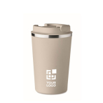 Double-walled thermal mug, stainless steel, 350 ml beige colour view with print area