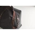 Perfect bag for short trips, canvas and recycled PU black colour second photographic view