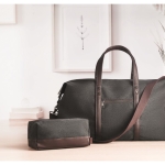 Perfect bag for short trips, canvas and recycled PU black colour ambient view