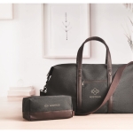 Perfect bag for short trips, canvas and recycled PU black colour main ambient view