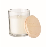 Vanilla scented candle in a glass for gifting transparent colour second view