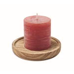 Poplar wood candle holder with candle for promotions red colour