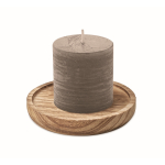 Poplar wood candle holder with candle for promotions grey colour