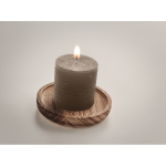 Poplar wood candle holder with candle for promotions grey colour second photographic view