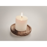 Poplar wood candle holder with candle for promotions wood colour second photographic view