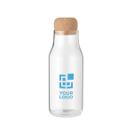 Glass bottle with a cork stopper, 600 ml view with print area