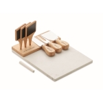 Marble cheese plate with cutlery for serving wood colour main view