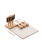 Marble cheese plate with cutlery for serving view with print area