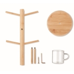 Bamboo cup stand with 6 drink glasses for the kitchen, 200 ml wood colour fifth view